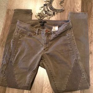 Dark grey moto skinny jeans